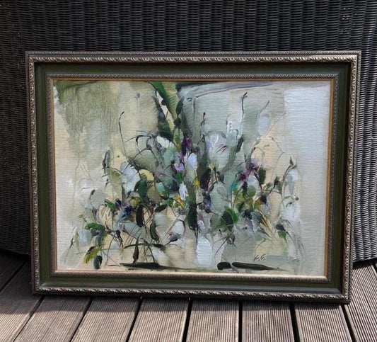 Large Still Life by Lione Grigaliunaite, Oil on Canvas, Signed, 1991