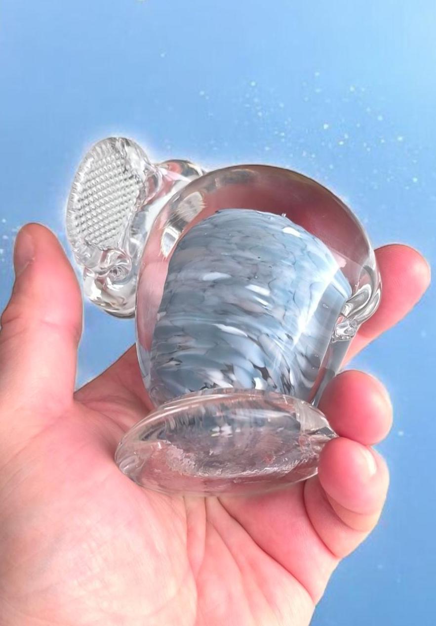 Original Murano Blue Crystal Elephant Sculpture with Raised Trunk 1980s