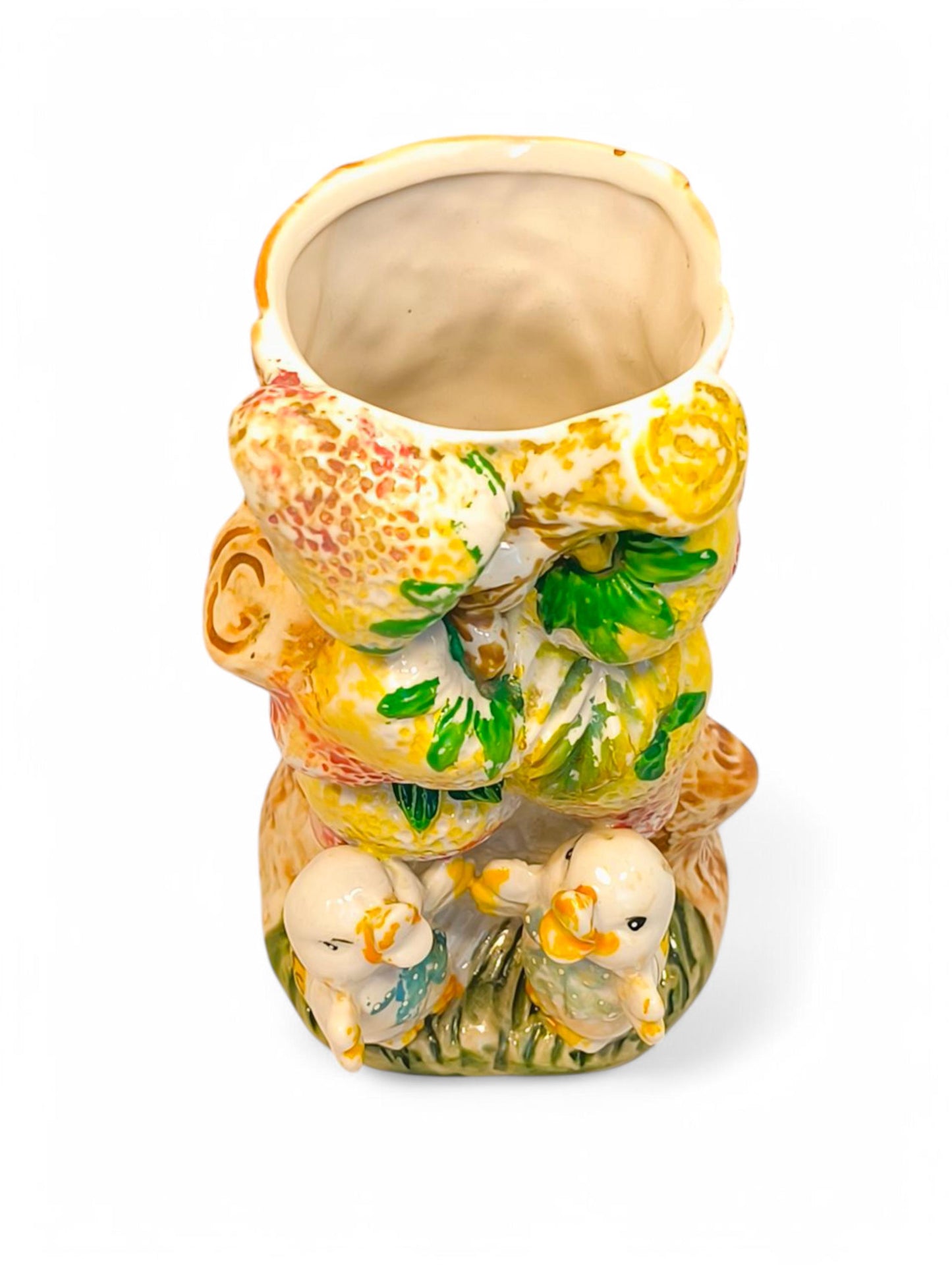 Vintage Handmade Vase with Two Ducklings, USSR 1970s