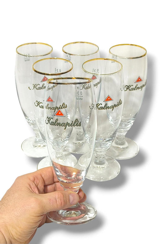 Kalnapilis Beer Glasses Set of 6 Tall 0.3L, Original Lithuania
