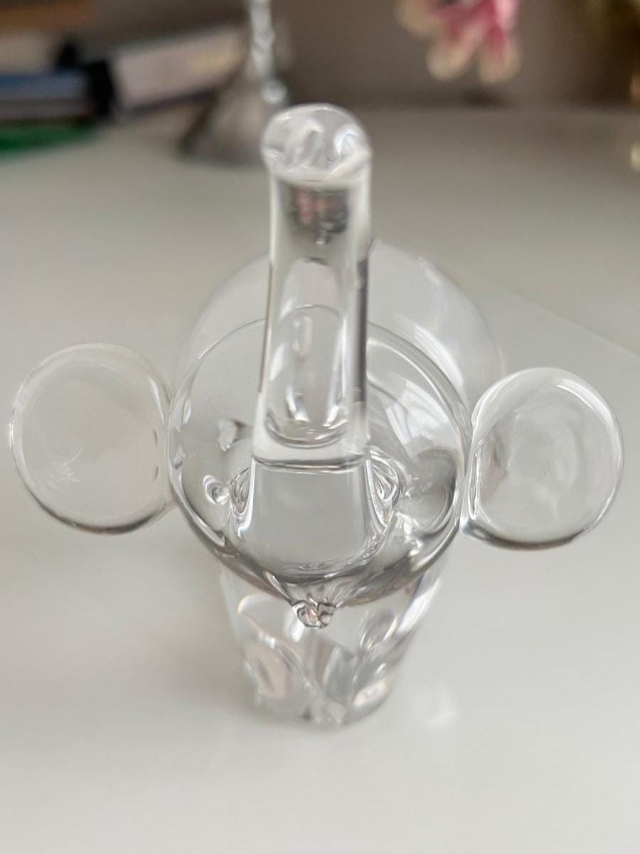 Clear Glass Elephant Manu Crystal Korea 1980