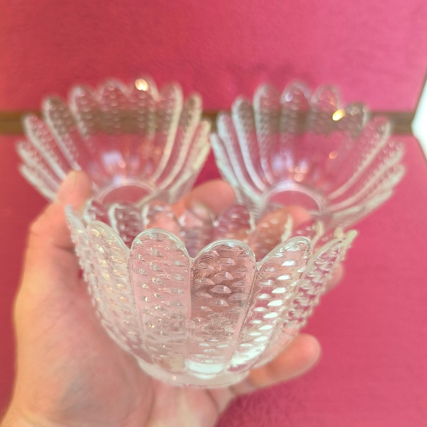 Crystal Dessert Bowls Set: Scandinavian Pressed Glass, 1970s