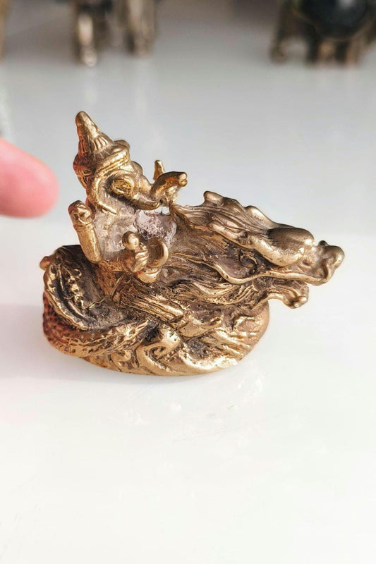 Bronze Statue Ganesha on Dragon, Hindu Mythology Sculpture, 1980s