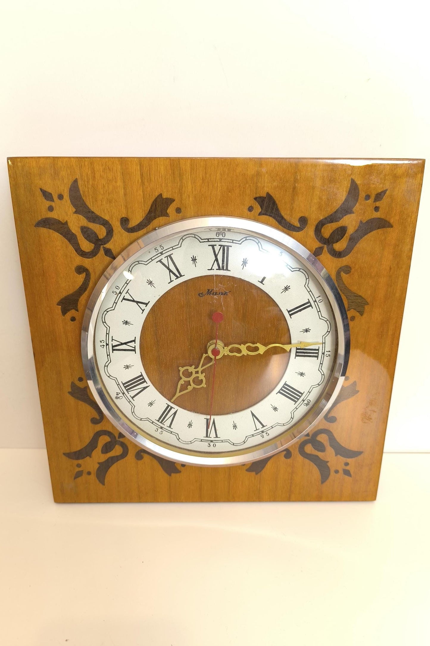Wooden Wall Clock Mayak Collectible 1980s Soviet Wall Clock