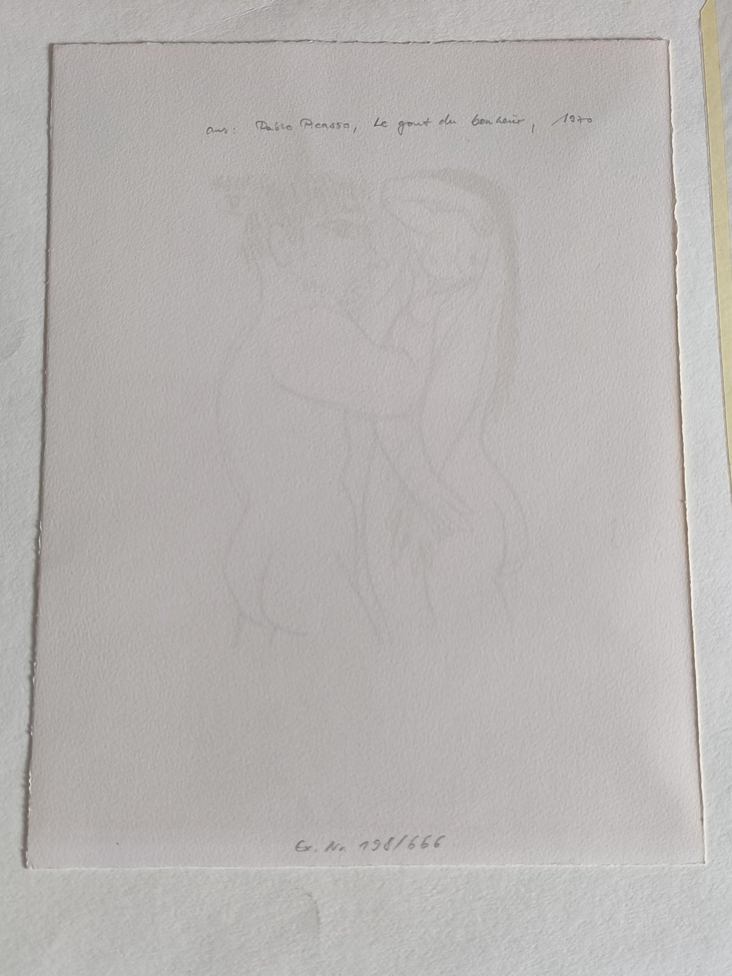 Pablo Picasso Lithograph 1 No.198/666, "Le Gout du Bonheur", Arches Paper 1964, Unframed