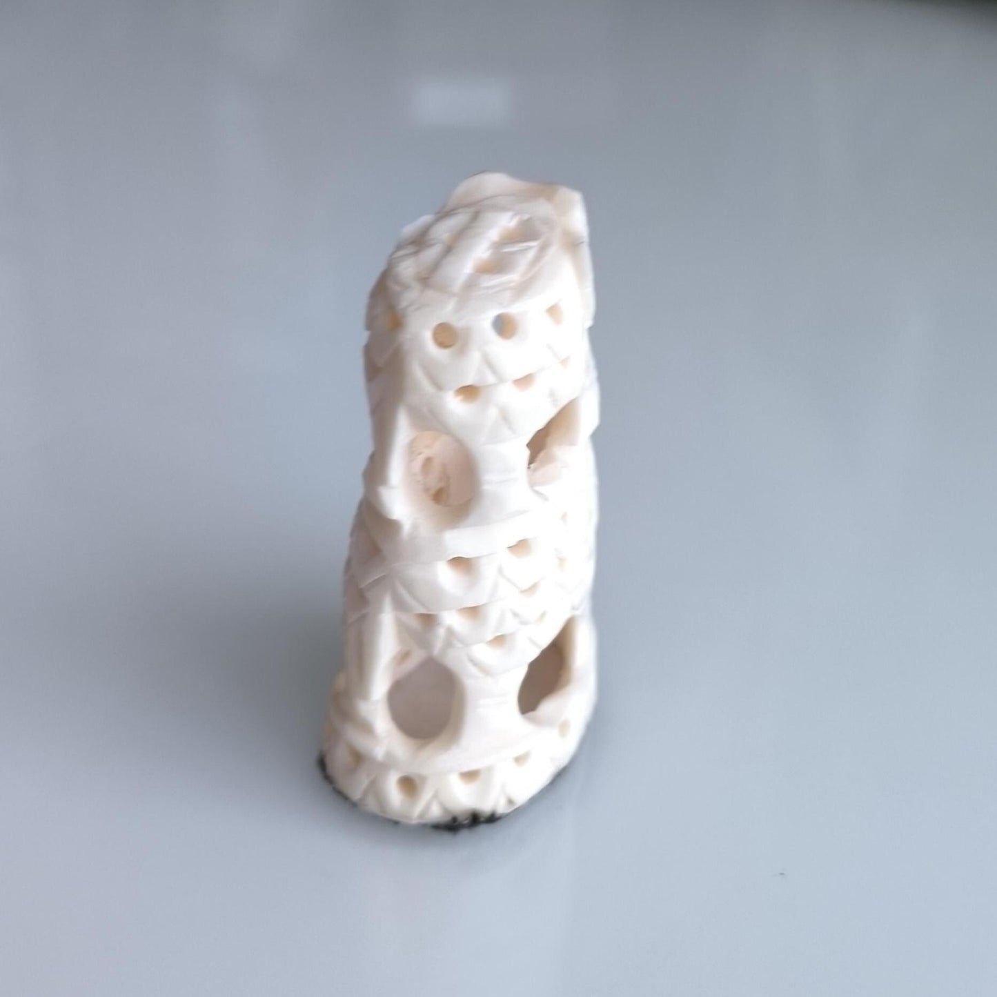 Two Stacked White Elephants Resin Sculpture, Handmade 1980