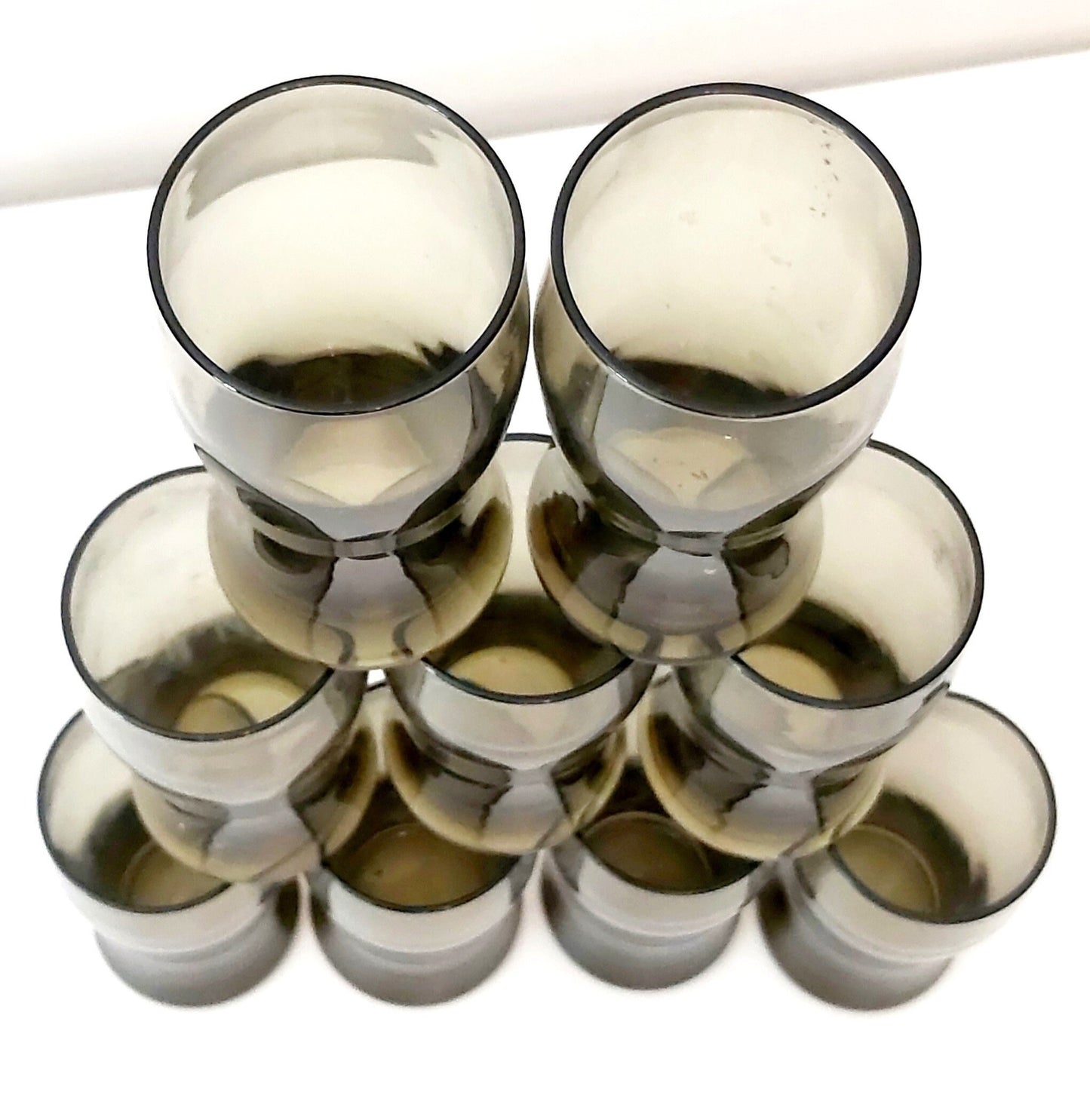 Vintage Smoke Brown Glass Tumblers - 1970s Drinkware Set of 6