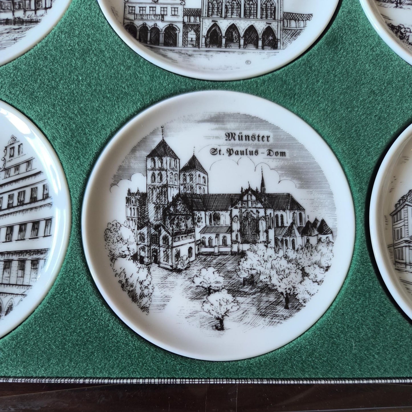 Set of 6 German Coasters with Münster Motifs, Original Box 1980s–1990s