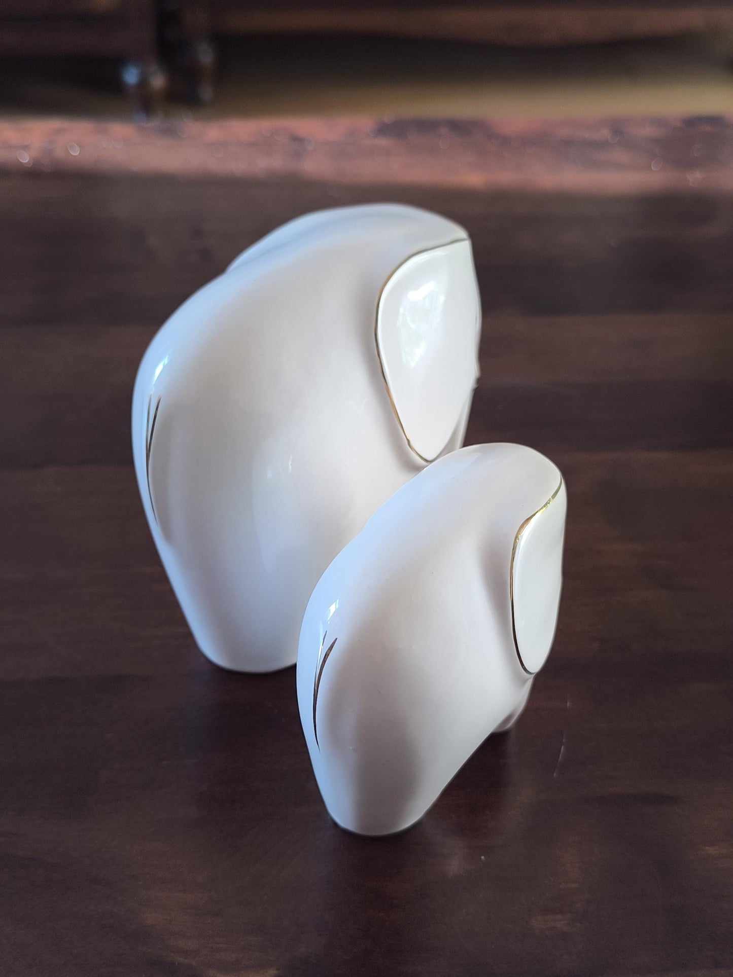 Porcelain Elephant Figurine Pair with Gold Accents, 1970s