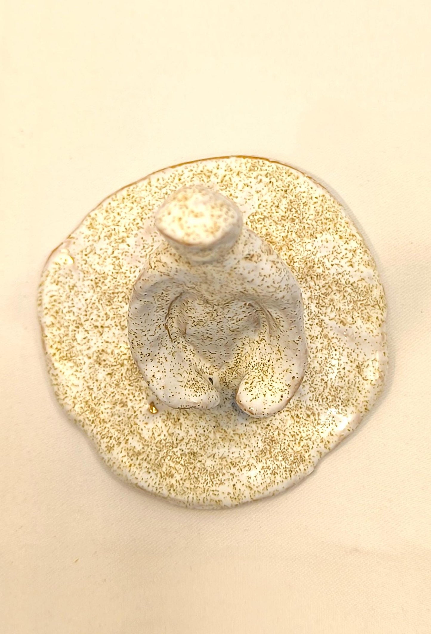 Handmade Glazed Clay Human Figure Sculpture: Abstract Art, 1990s