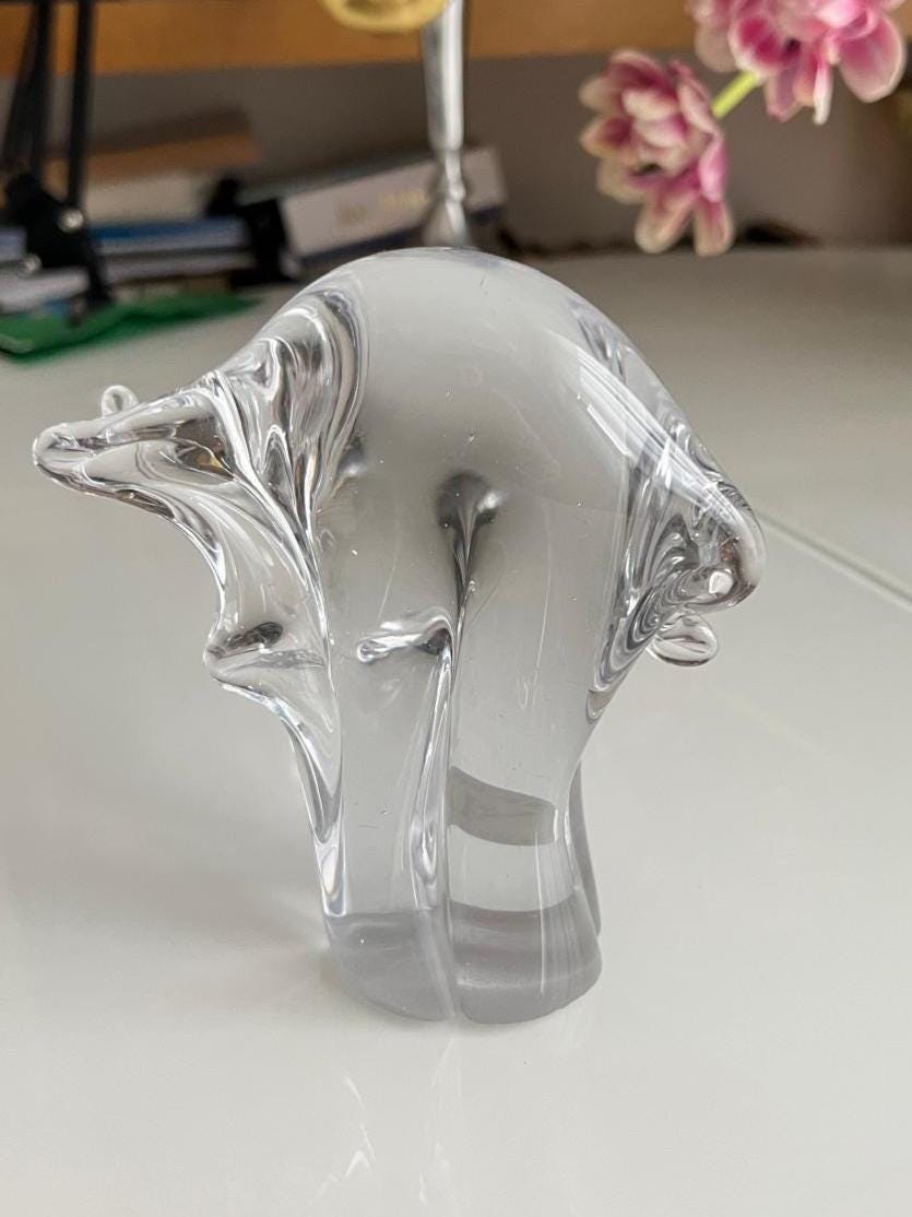 Clear Glass Stylized Elephant Figurine Barcelona 1980s