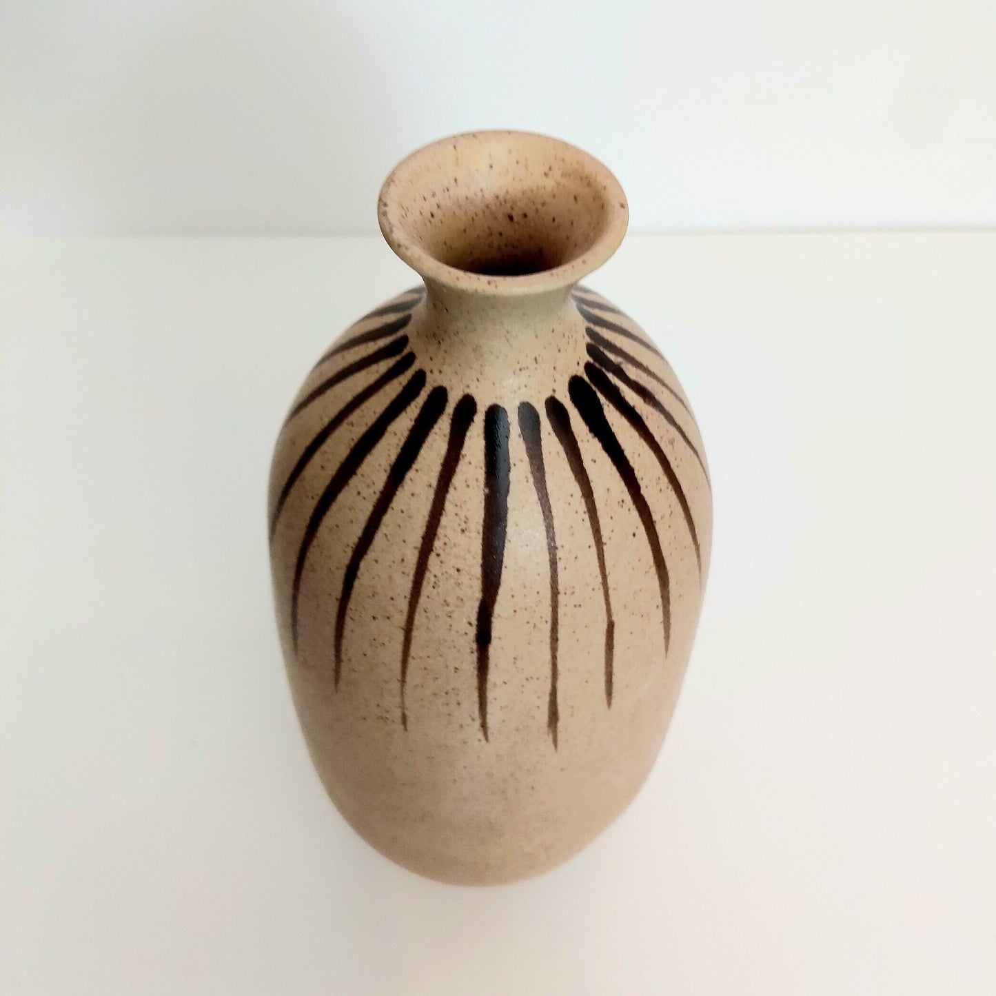 Scandinavian Ceramic Vase: Hazel Striped Pottery