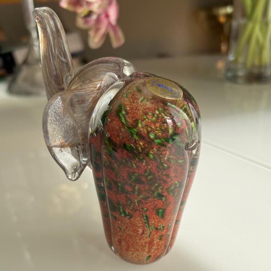 Glass Elephant MTARFA Malta Color Sculpture 1980