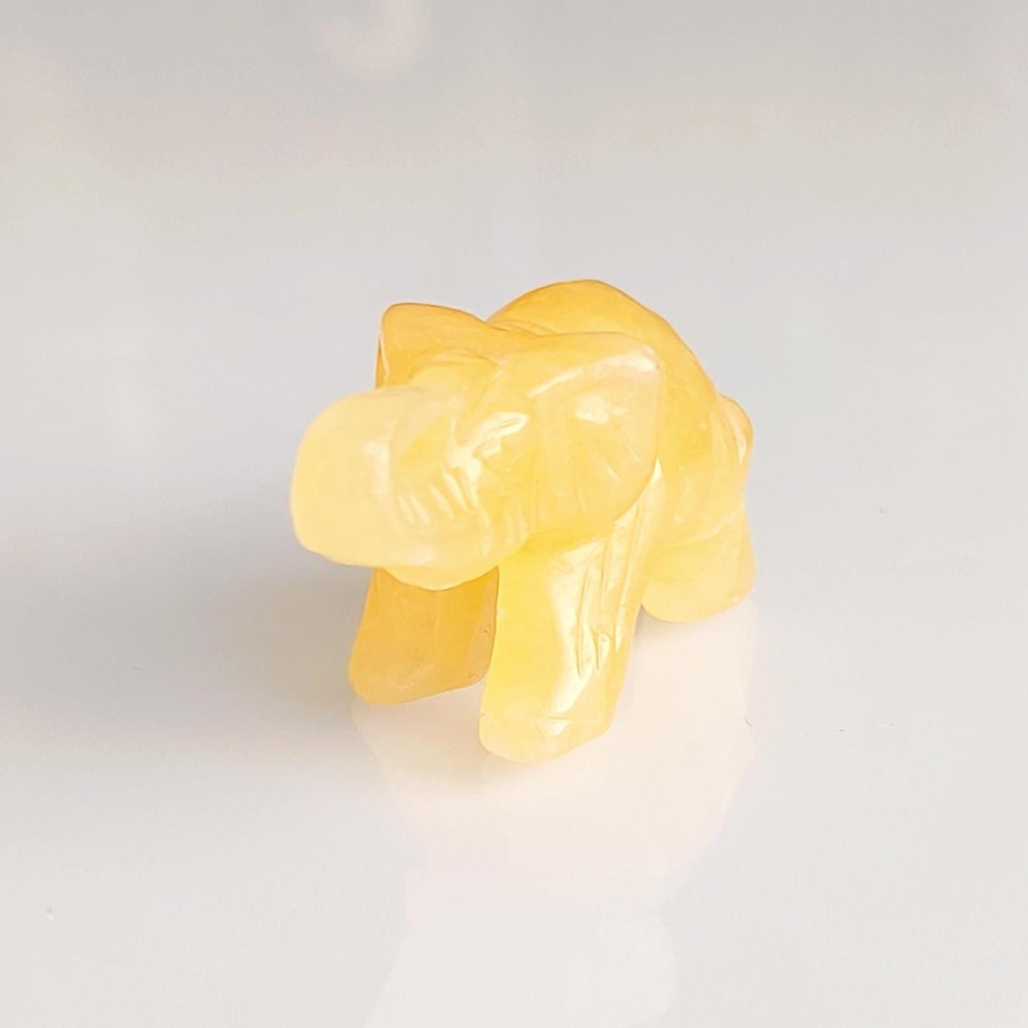 Yellow Stone Elephant Raised Trunk Small Asian Handmade 2000s