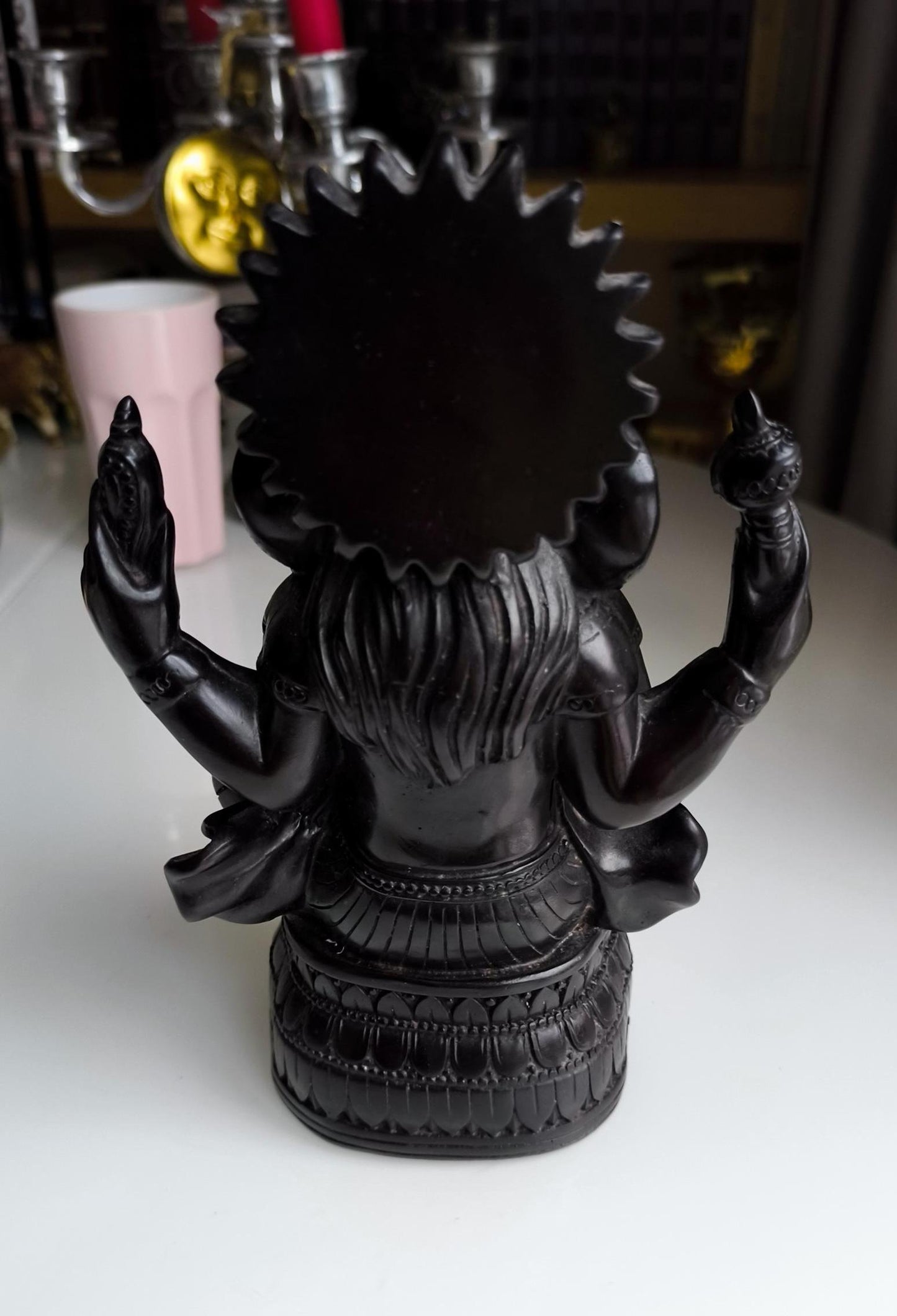 Collectible Ganesha Statue, Vintage 16 cm Black Resin Hindu Elephant God Figurine, 1990s