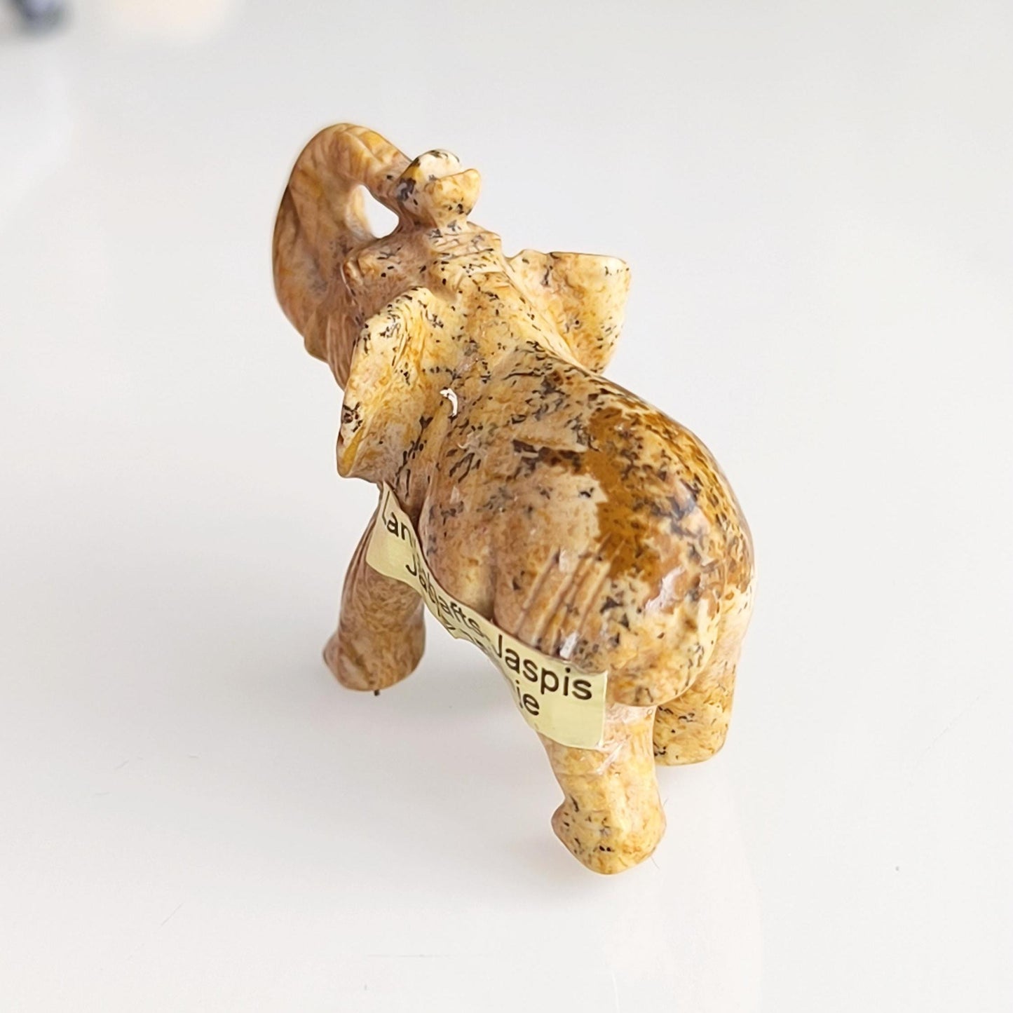 Light Brown Stone Elephant Raised Trunk Asian Handmade 2000s