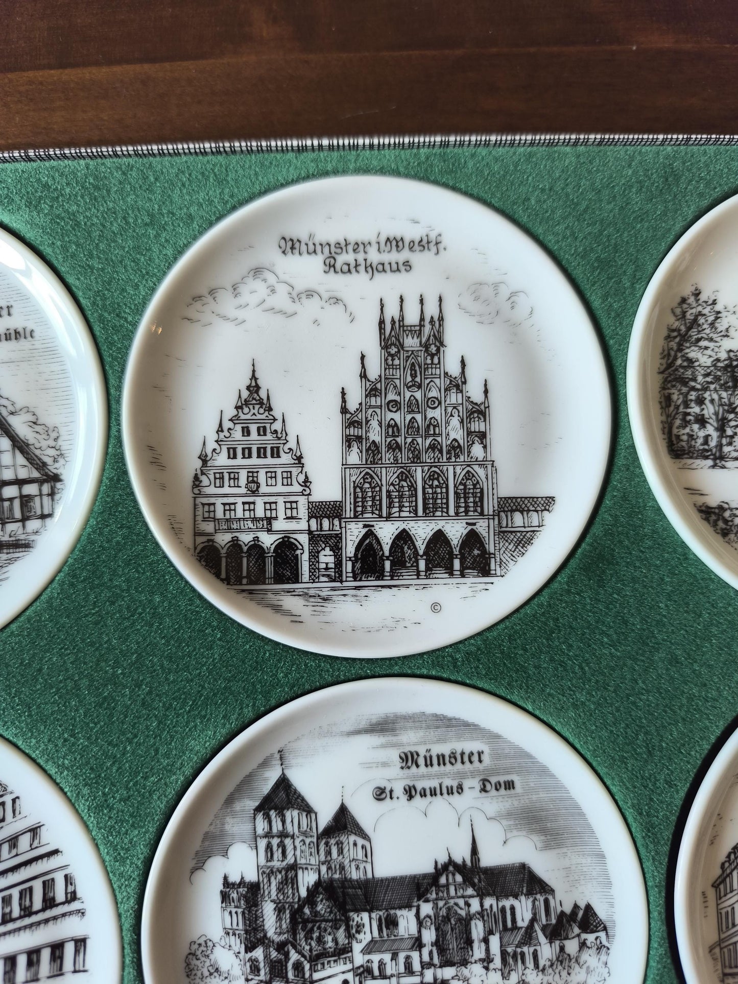 Set of 6 German Coasters with Münster Motifs, Original Box 1980s–1990s