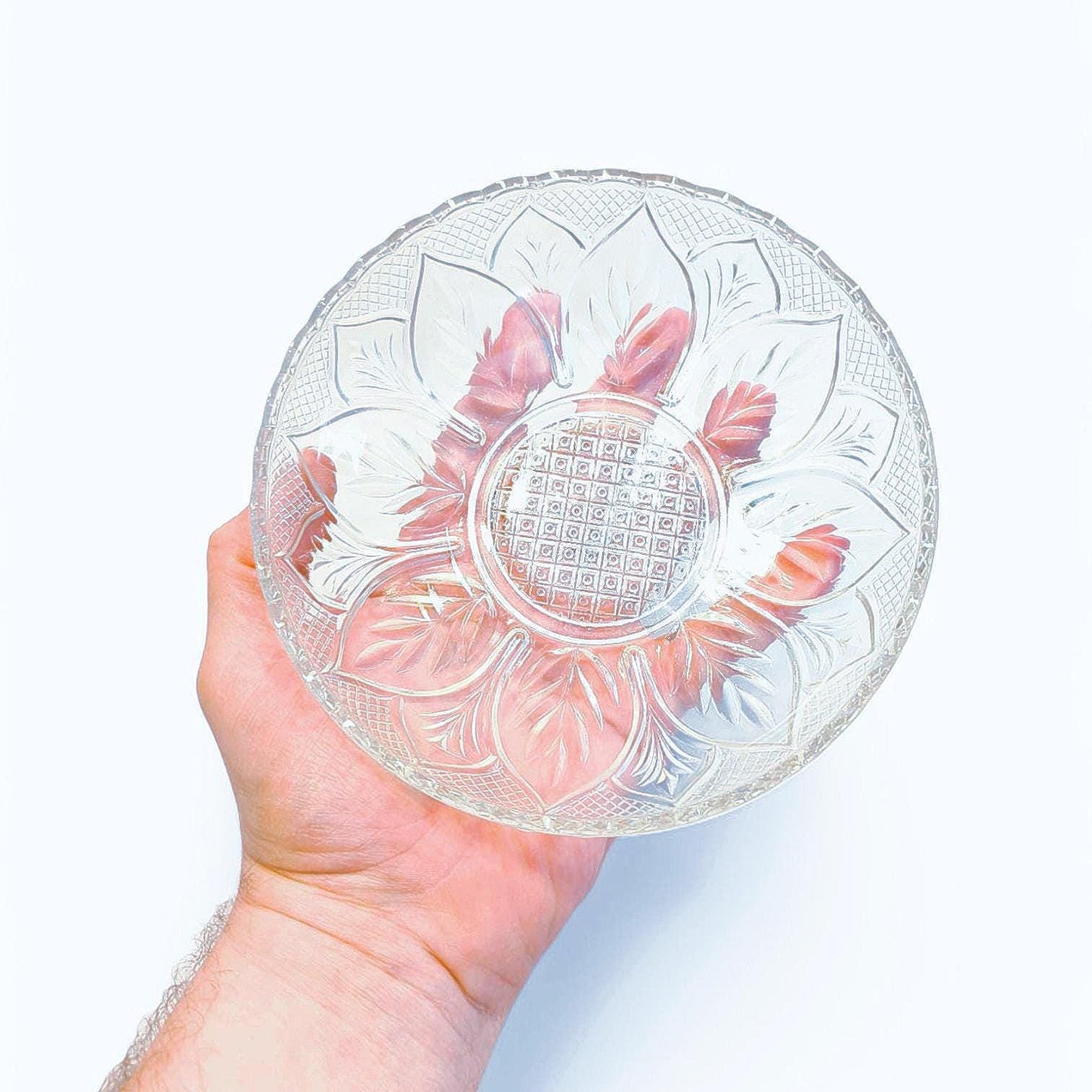 Ribbed Crystal Glass Bowl: Salad, Fruit, Candy Dish