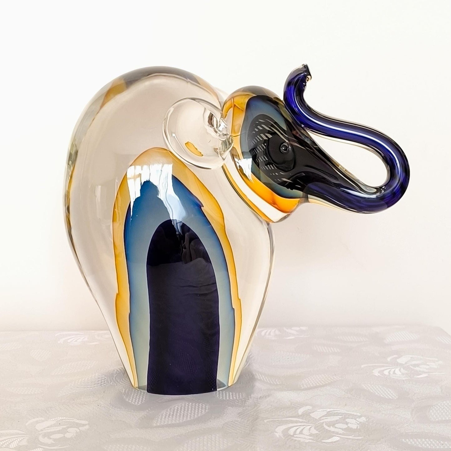 Murano Glass Elephant Sculpture, Stefano Toso Signed 1960s Italy