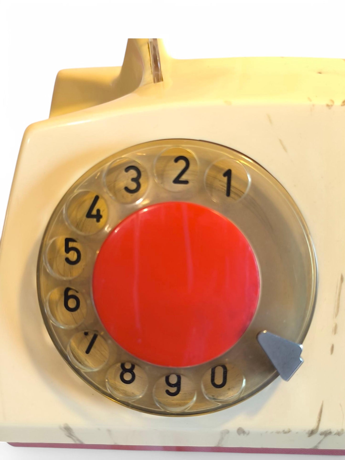 Red & Yellow Fixed-Line Analog Rotary Phone – Telkom RWT Aster 72 (1980)