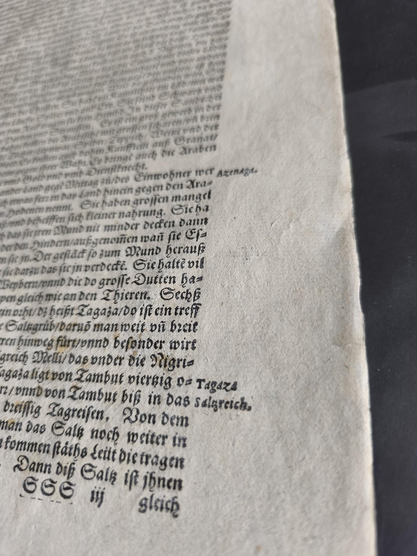 Woodcut Page from Münster’s Cosmographia, Double-Sided, ca. 1580