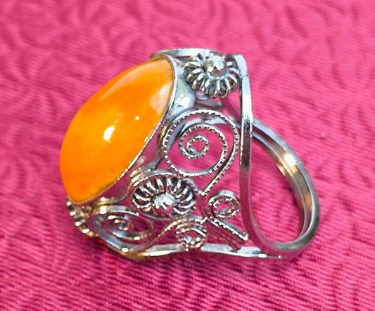 Baltic Amber Ring: Melchior Filigree, Handmade in Lithuania