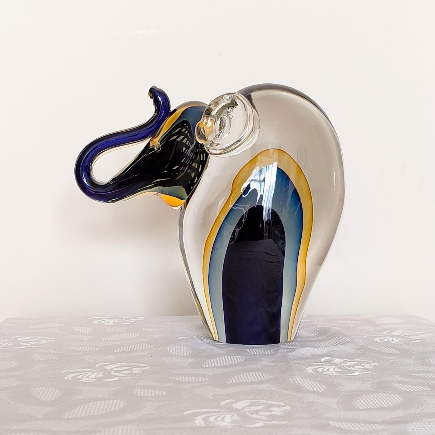 Murano Glass Elephant Sculpture, Stefano Toso Signed 1960s Italy