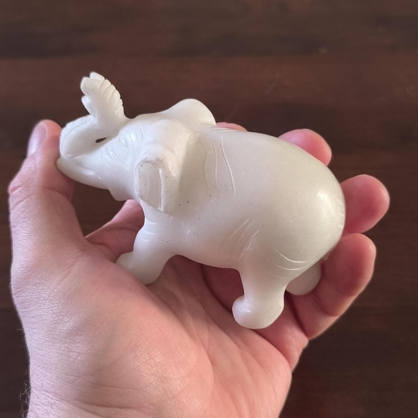 White Marble Stone Elephants Sculpture Handmade from 1960s