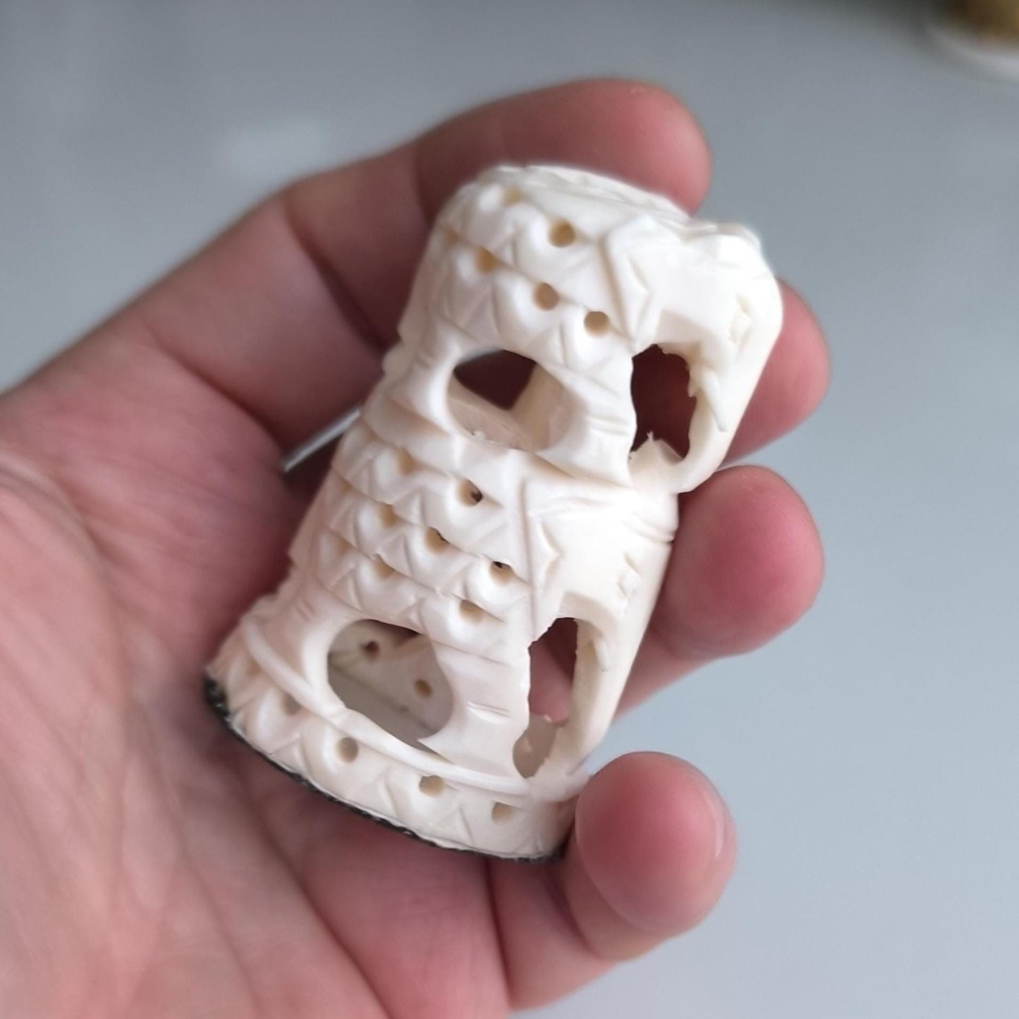 Two Stacked White Elephants Resin Sculpture, Handmade 1980