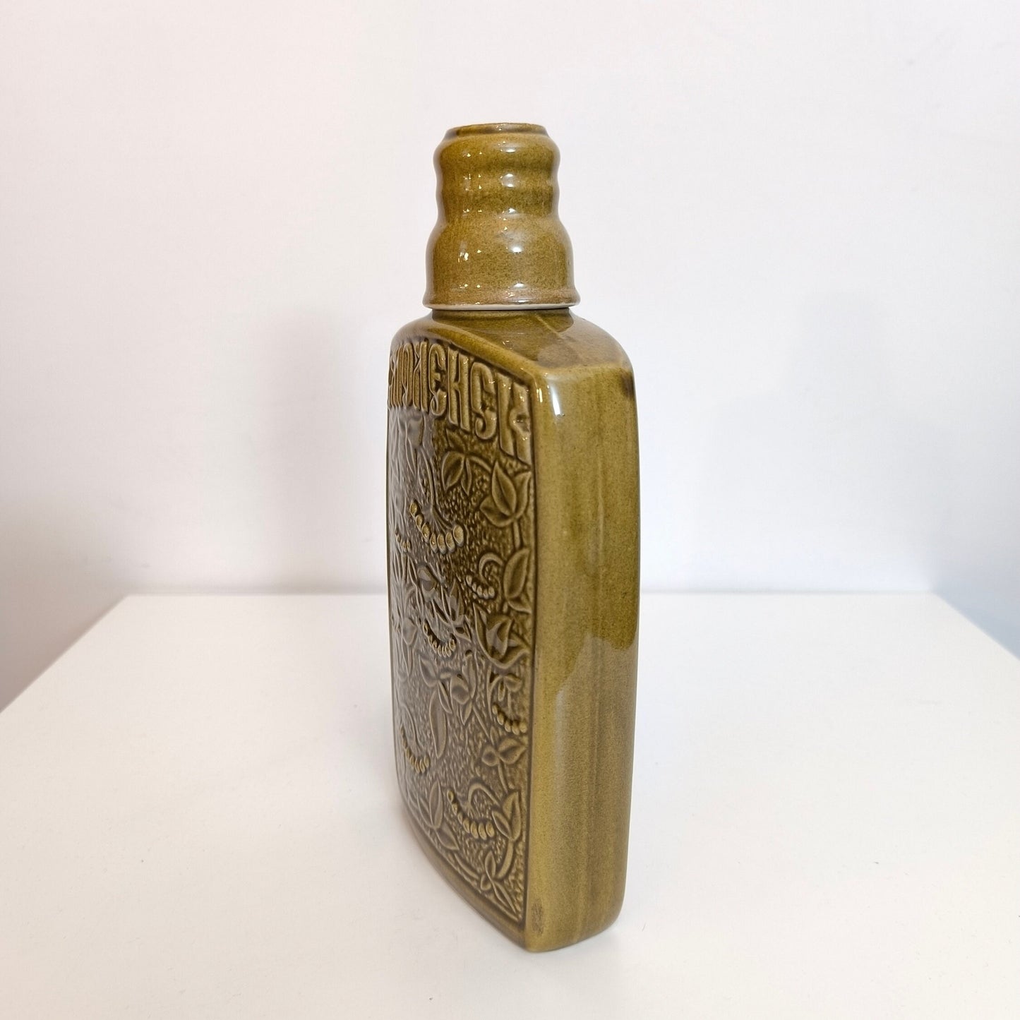 Decorative Decanters Ceramic, Liquor Bottles, Decanter, Shtof Smolensk and Small Container From Soviet Union Clay, Eco Reuse 1970s