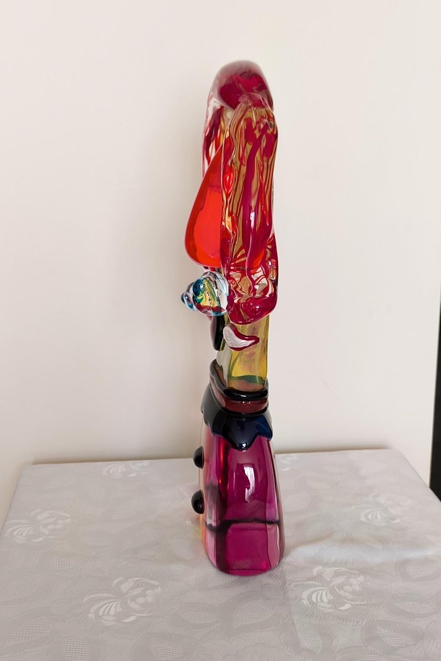 Murano Glass Clown Head Sculpture, Costantini Mario, Signed 2000