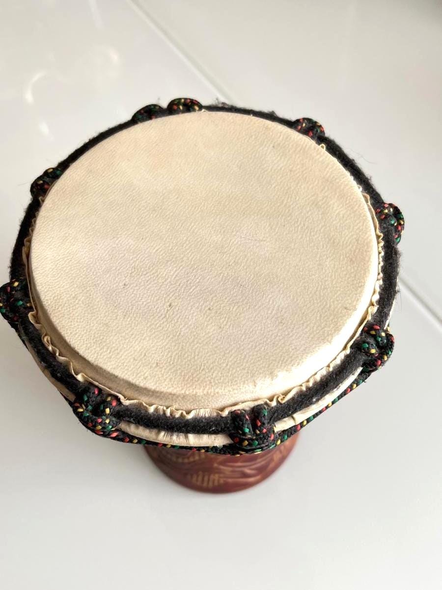 Small Wooden Djembe Drum Rope Tuned 1990s