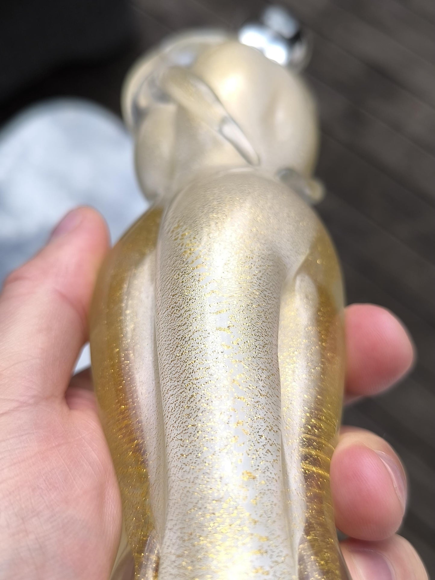 Murano Glass Sculpture "The Lovers", Gold Leaf Italy 1980