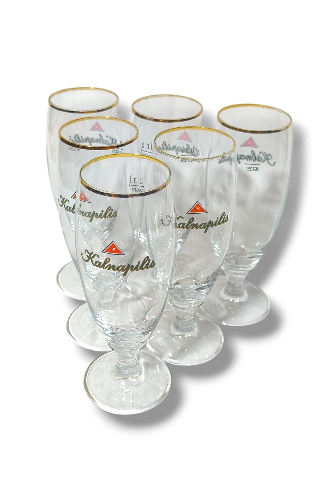 Kalnapilis Beer Glasses Set of 6 Tall 0.3L, Original Lithuania