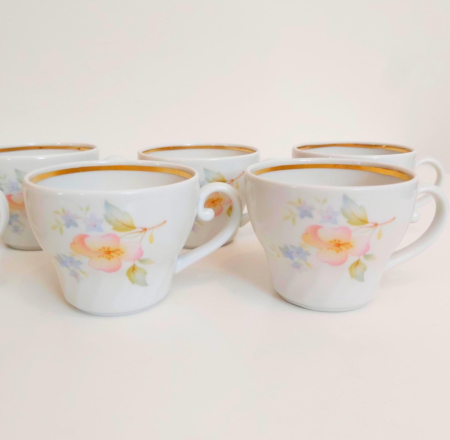 Set of 6 Small Vintage Flower Coffee Espresso Cups, Made in Belarus