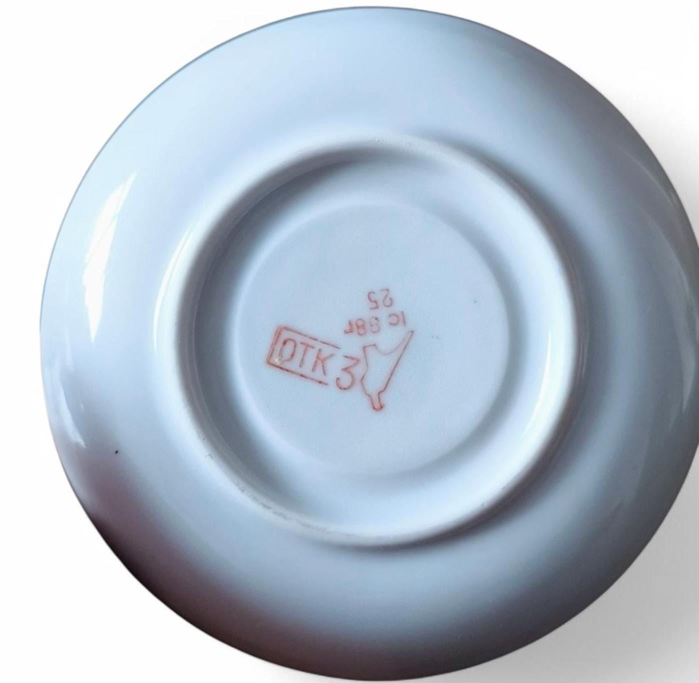 Vintage Dulevo Porcelain Cup & Saucer, Intourist USSR, Gold Trim, 1990s