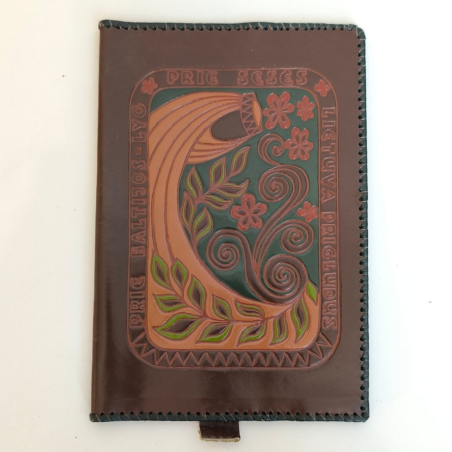 Embossed Leather Notebook Cover: Lithuanian Baltic Craft