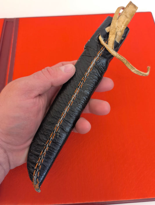 Handmade Knife Leather Case with Hand Processed Colorful Ornaments, Leather Sheath for Uzbek National Knife Pchak, Soviet Union