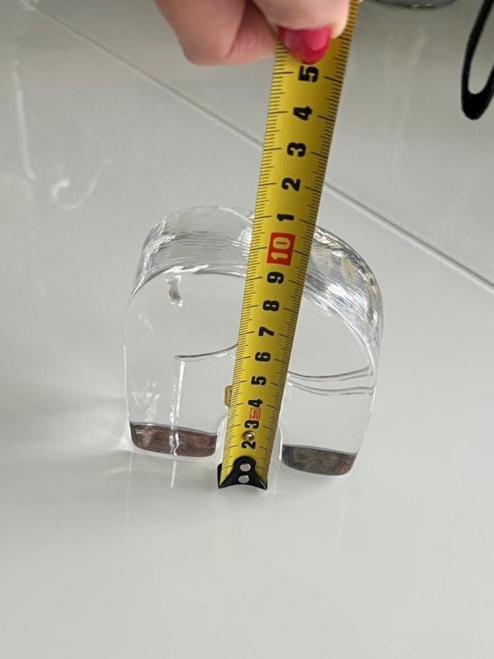 Clear Glass Paperweight Magnet Shape Elephant Figurine Sweden 1990s