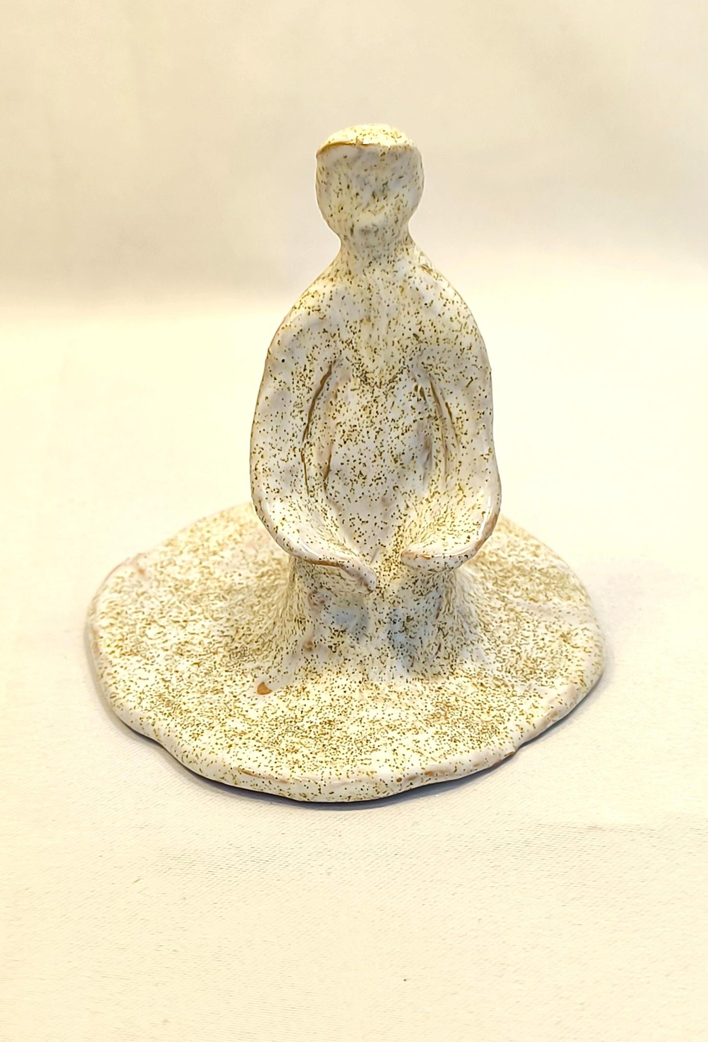 Handmade Glazed Clay Human Figure Sculpture: Abstract Art, 1990s