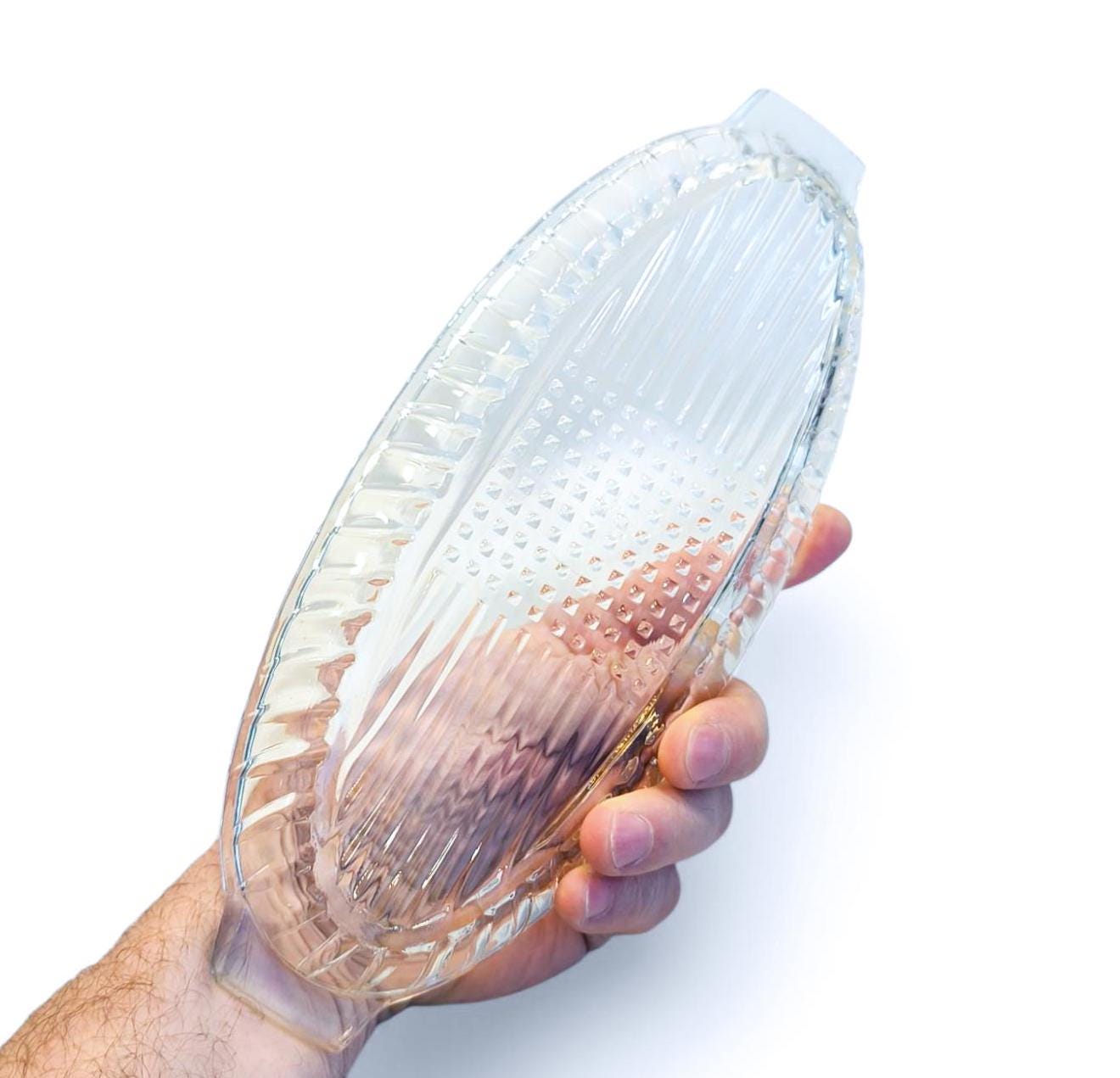 Crystal Serving Dish with Handles, Vintage Clear Glass Salad Bowl or Herring Platter, 1970s