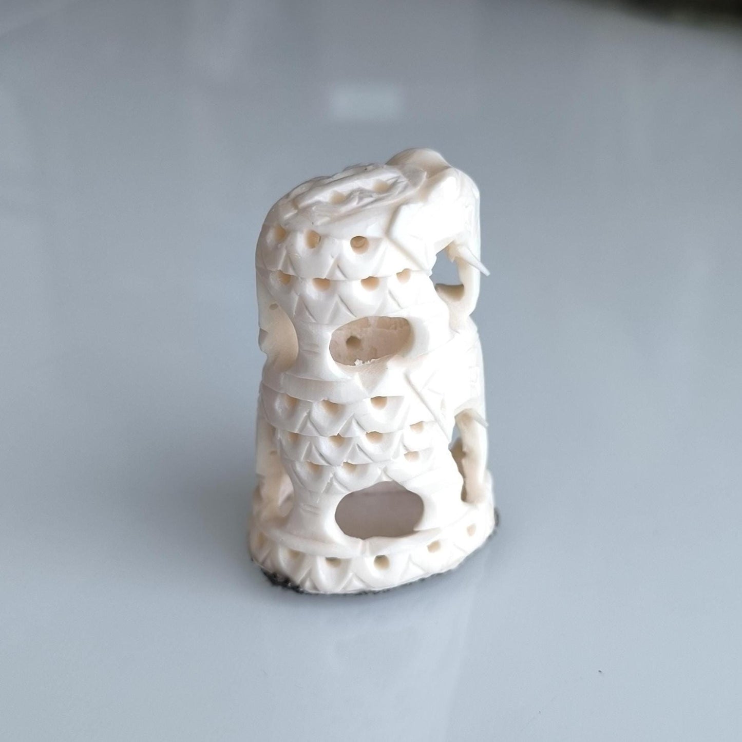 Two Stacked White Elephants Resin Sculpture, Handmade 1980