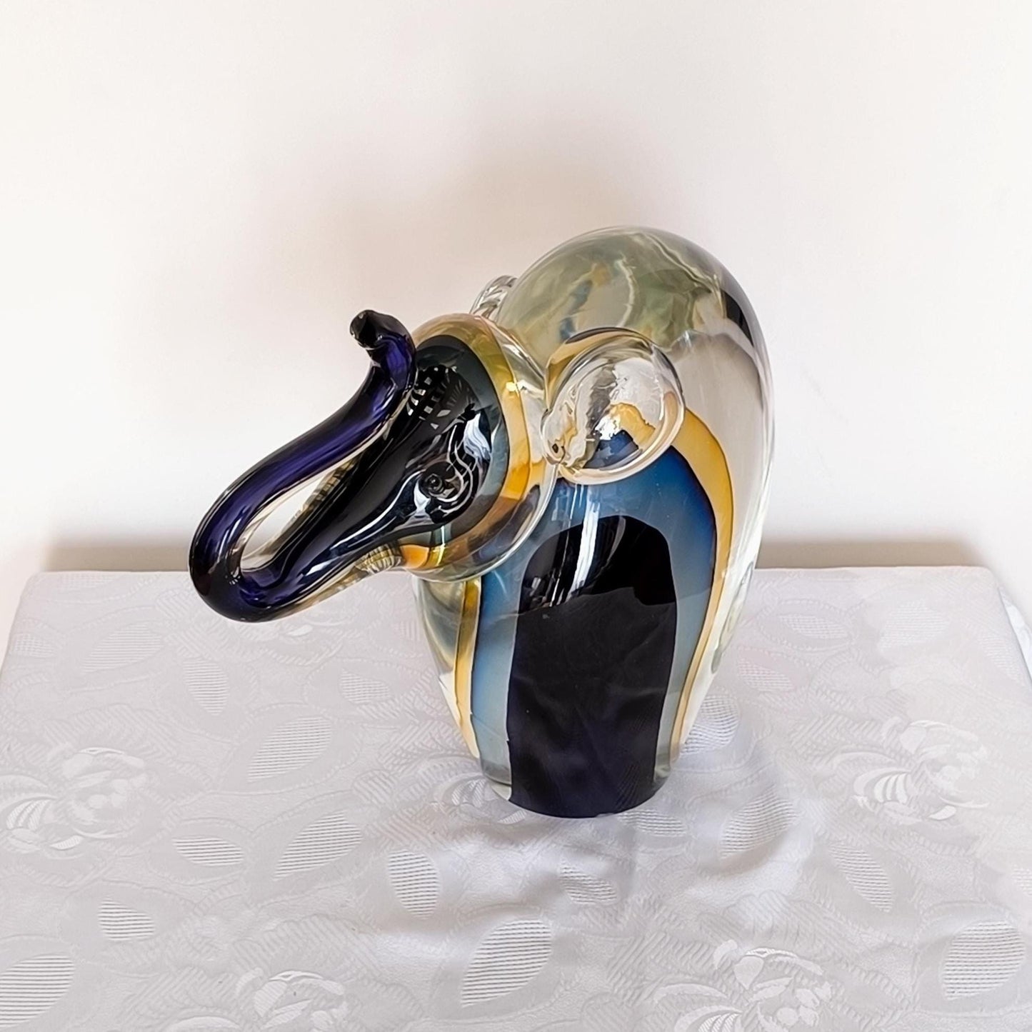 Murano Glass Elephant Sculpture, Stefano Toso Signed 1960s Italy