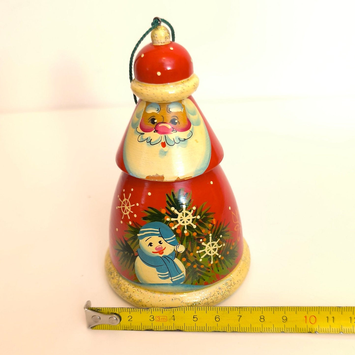 Handmade Christmas Tree Decoration, Antique Wooden Toy Santa Claus