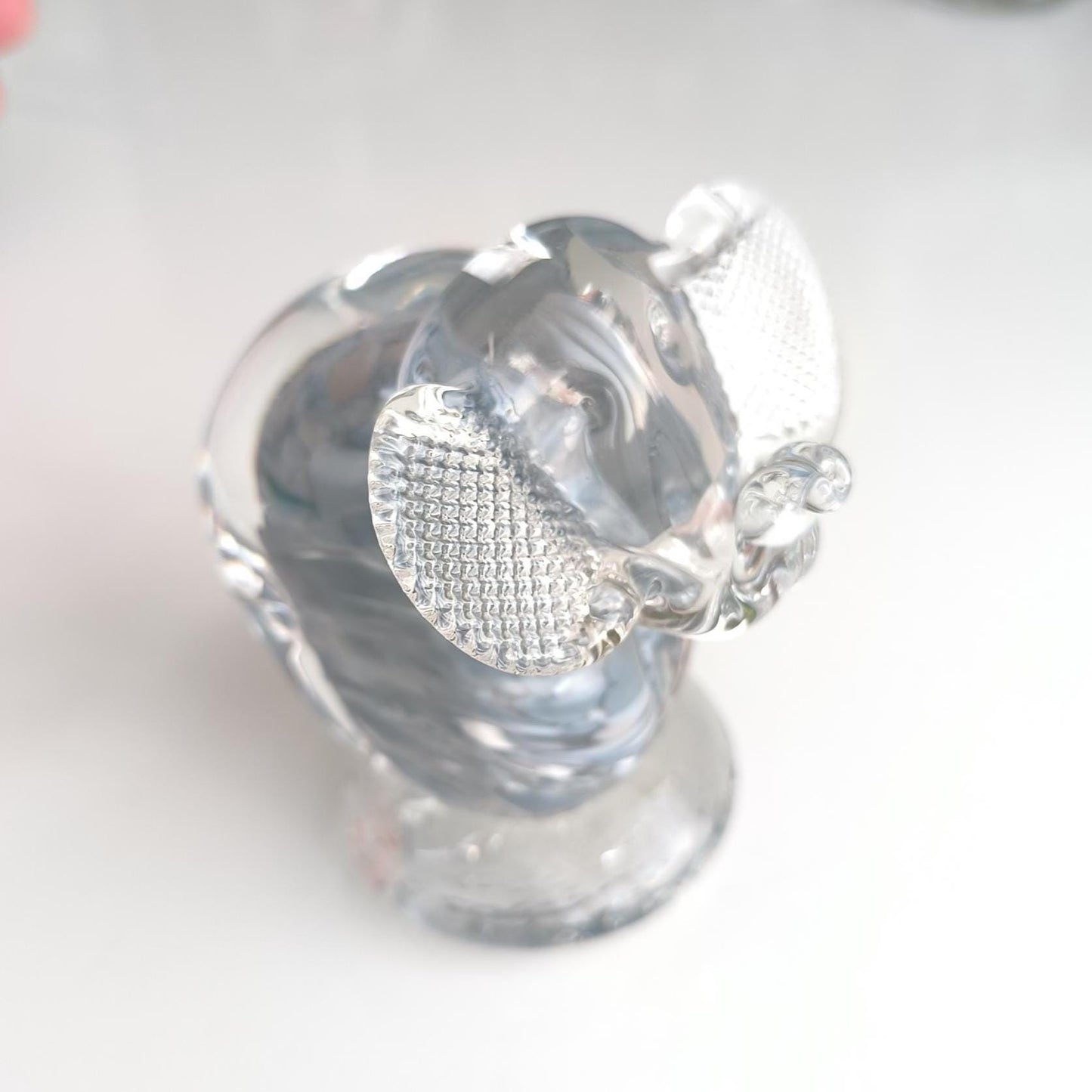 Original Murano Blue Crystal Elephant Sculpture with Raised Trunk 1980s