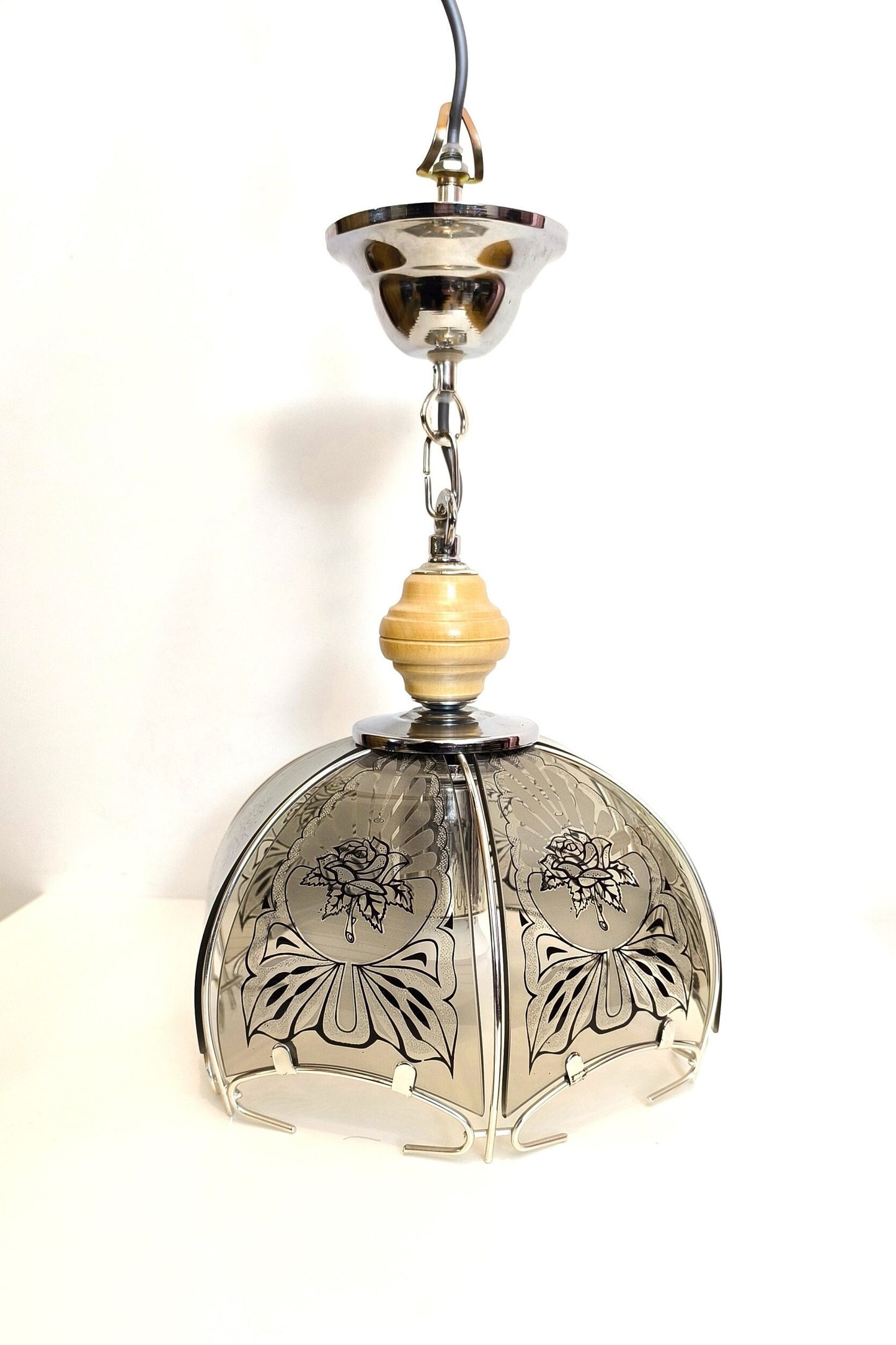 80s Hanging Pendant Light, Vintage Lamp Fixture