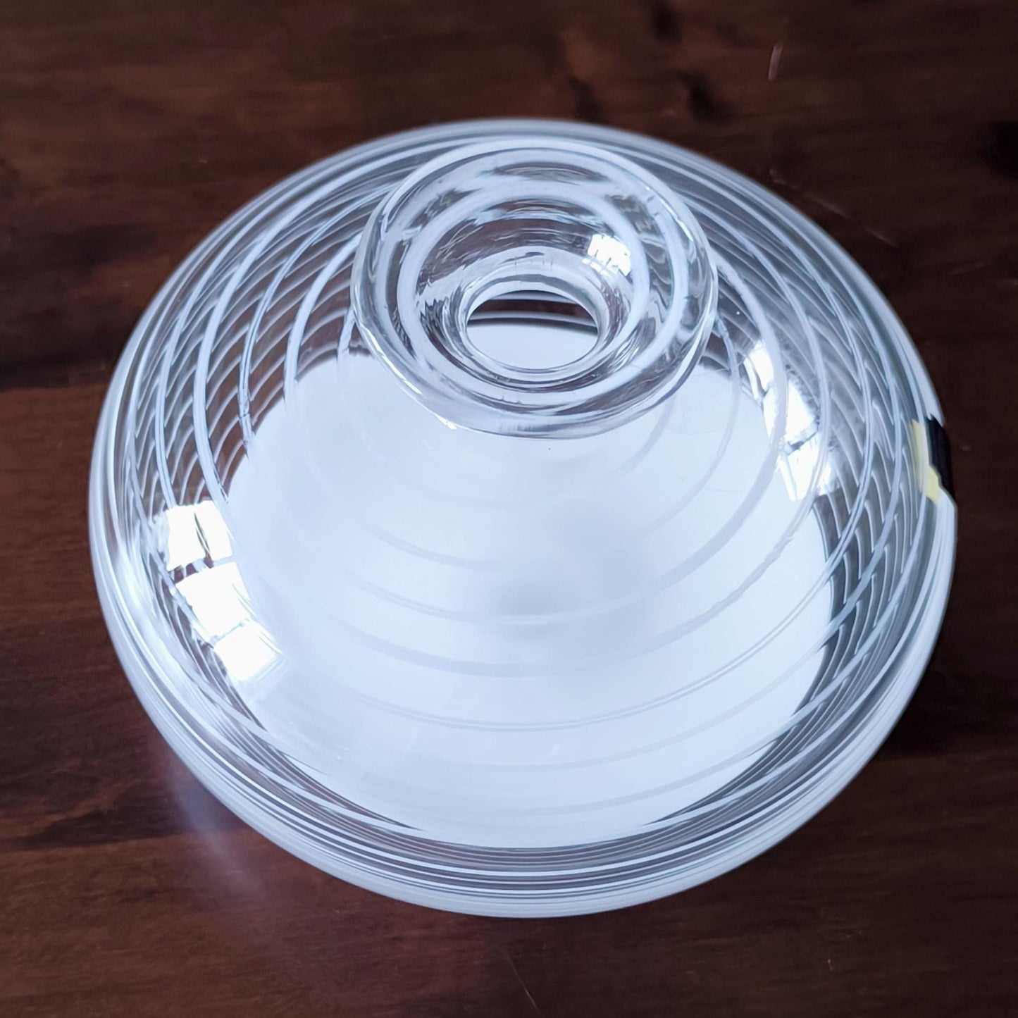 Murano Glass Round and Striped Vase 1980, Original Handmade Clear Crystal