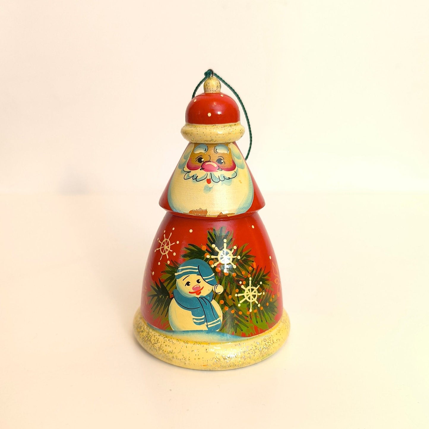 Handmade Christmas Tree Decoration, Antique Wooden Toy Santa Claus