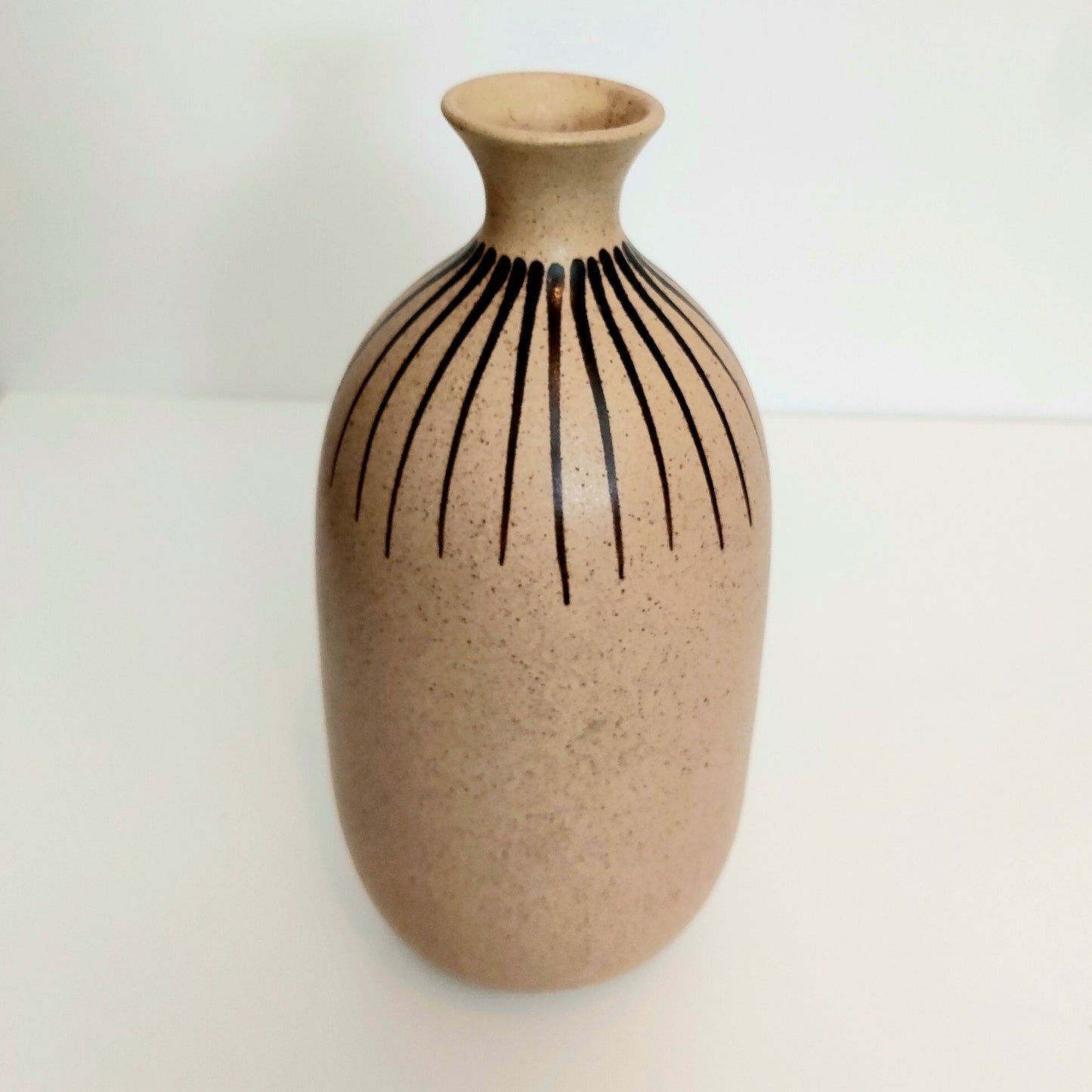 Scandinavian Ceramic Vase: Hazel Striped Pottery