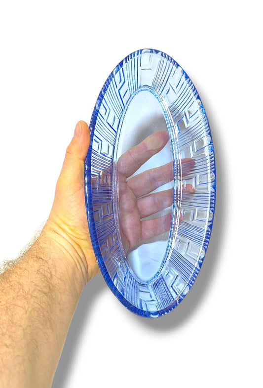 Light Blue Glass Serving Dish, 1970s, Salad Bowl or Herring Platter